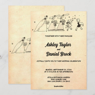 Convites Vintage Retro Rustic Antiga Cerimônia Casamento El