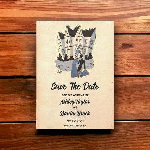 Convites Vintage Retro Rustic Comic Weding Date (Casamento
