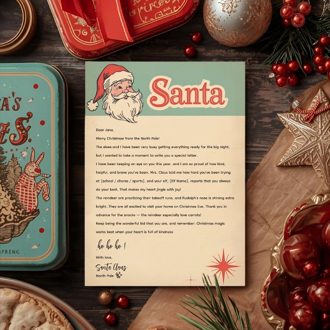 Convites Vintage Retro Santa Letter | Christmas (Criador carregado)
