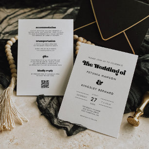 Convites Vintage Retro Script All in One Wedding (Imagem co