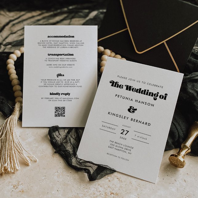 Convites Vintage Retro Script All in One Wedding (Imagem co (Criador carregado)