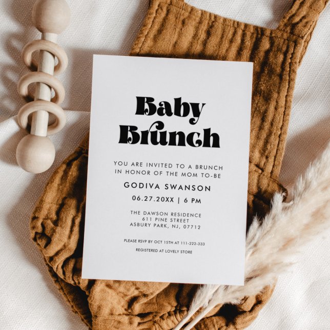 Convites Vintage Retro Script Baby Brunch (Criador carregado)