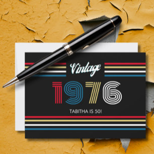 Convites Vintage Retro Stripe 1976 50º aniversário ou Reuni