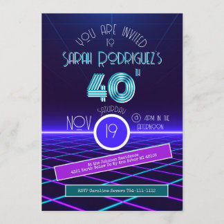 Convites Vintage Retro Stripe 1986 80's Photo 40th Birthday