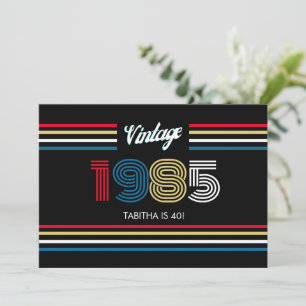Convites Vintage Retro Stripe Cores Primárias 1985
