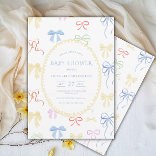 Convites Vintage Ribbons Chá de fraldas Watercolor