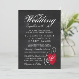 Convites Vintage Rico Heart - Casamento Chalkboard