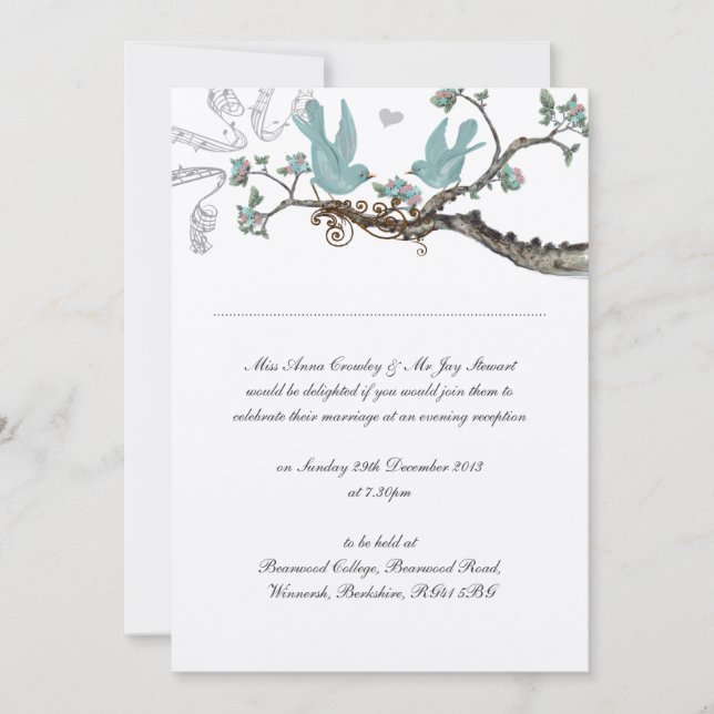 Convites Vintage Robin's Egg Blue Wedding Invtions (Frente)