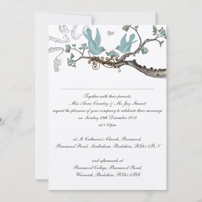 Convites Vintage Robin's Egg Blue Wedding Invtions (Frente)