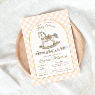 Convites Vintage Rocking Horse Chá de fraldas Invite