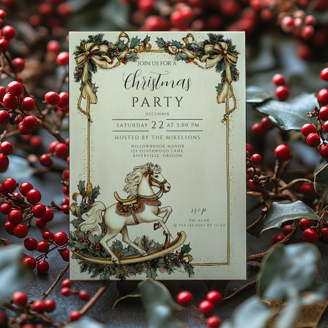 Convites Vintage Rocking Horse Christmas (Criador carregado)