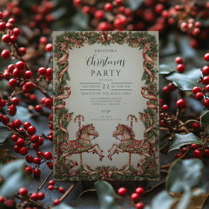 Convites Vintage Rocking Horse Natal Elegante