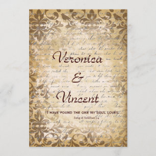 Convites Vintage romântico com casamento do verso da bíbl