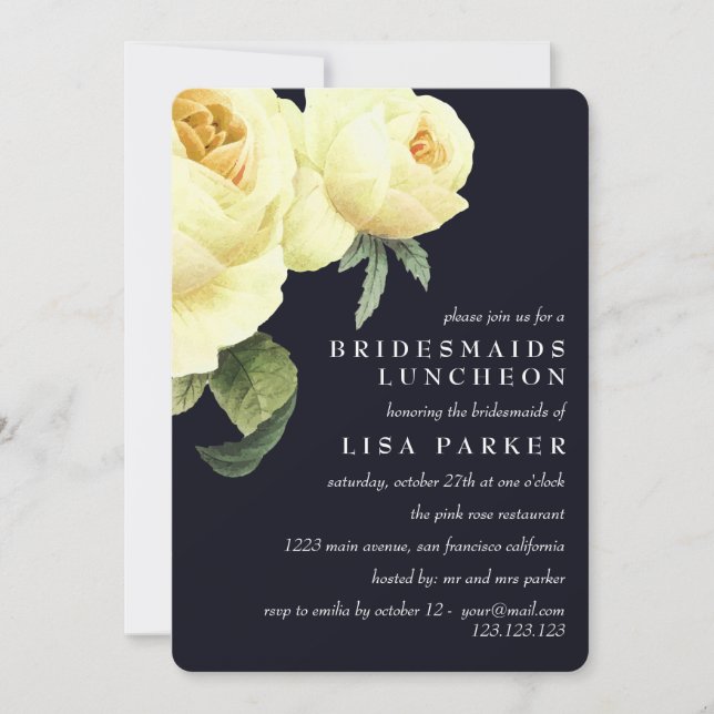 Convites Vintage Rosa Blue Bridesmaid Luncheon Weding (Frente)