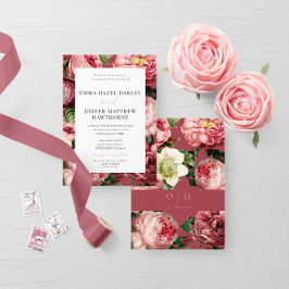 Convites Vintage Rosa cor-de-rosa pincelado clássico Convit