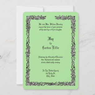 Convites Vintage Rosa Flower & Ribbon Border Weding
