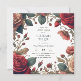 Convites Vintage Rosas Celebração da FOTO do Memorial da Vi