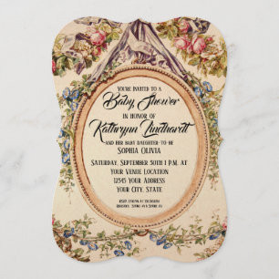 Convites Vintage Rosas de Aquarela Franceses em Vinhas Flor