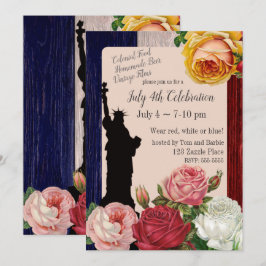 Convites Vintage Rosas do 4º dia de julho