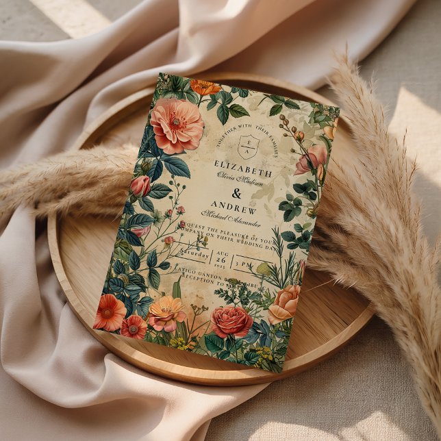 Convites Vintage Rose Garden Wedding (Criador carregado)