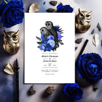 Vintage Royal Blue Owls - Código QR de Casamento G