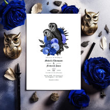 Vintage Royal Blue Owls - Código QR de Casamento G