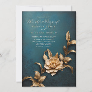 Convites vintage rustic 3d metal foliage casamento