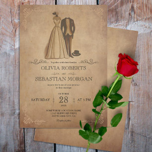 Convites Vintage Rustic Antiga Casamento Vitoriano Bergamin