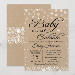 Convites Vintage Rustic Baby Está Fria Fora Do Chá de fra