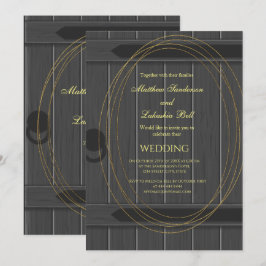 Convites Vintage Rustic Barn Door Cinza Invitation