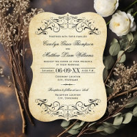Vintage Rustic Black Flourish Parerging Casamento