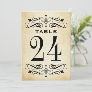 Convites Vintage Rustic Black Flourish Table Number