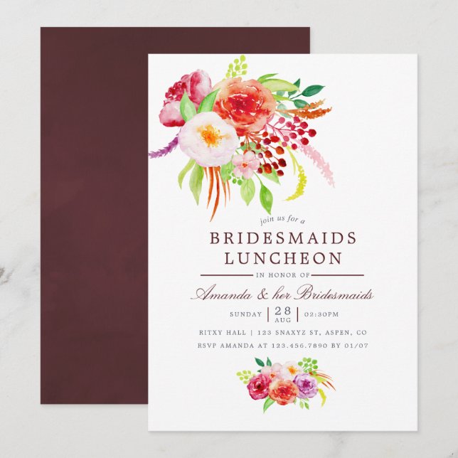 Convites Vintage Rustic Bridesmaids Luncheon Invite (Frente/Verso)