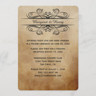 Convites Vintage Rustic Brown Black Scrolls Postam Casament
