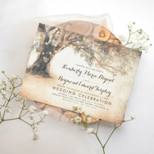 Vintage Rustic Carved Oak Tree Weding