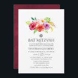 Convites Vintage Rustic Charm Bat Mitzvah<br><div class="desc">Flores do estilo Vintage,  bat mitzvah convite com matizes de burgundy-marsala,  blush e roxo desenhados para serem rápida e facilmente adaptados às suas especificidades de eventos.</div>