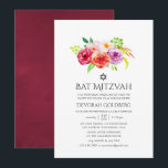 Convites Vintage Rustic Charm Bat Mitzvah<br><div class="desc">Flores do estilo Vintage,  bat mitzvah convite com matizes de burgundy-marsala,  blush e roxo desenhados para serem rápida e facilmente adaptados às suas especificidades de eventos.</div>
