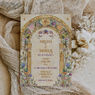 Convites Vintage Rustic Colorful Floral Weding