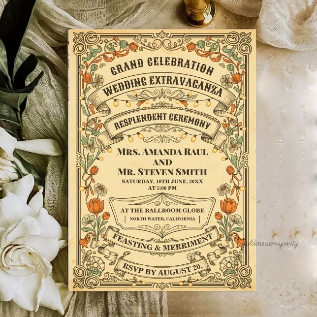 Convites Vintage Rustic Country Fair Wedding Extravaganza (Vintage Rustic Country Fair Wedding Extravaganza Invitation)