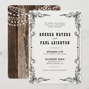 Convites Vintage Rustic Elegant Wedding