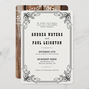 Convites Vintage Rustic Elegant Wedding