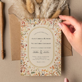 Convites Vintage Rustic Fall Beige Wedding