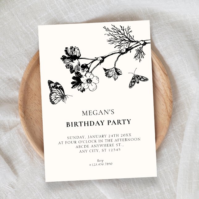 Convites Vintage rustic floral branch birthday (Criador carregado)