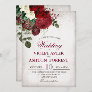 Convites Vintage Rustic Floral Weditation