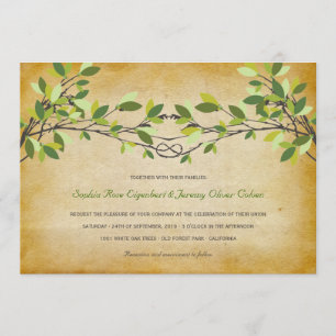 Convites Vintage Rustic Knotted Love Tree Summer Casamento