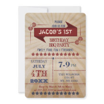 Vintage Rustic Memorial Day Festa de aniversário C