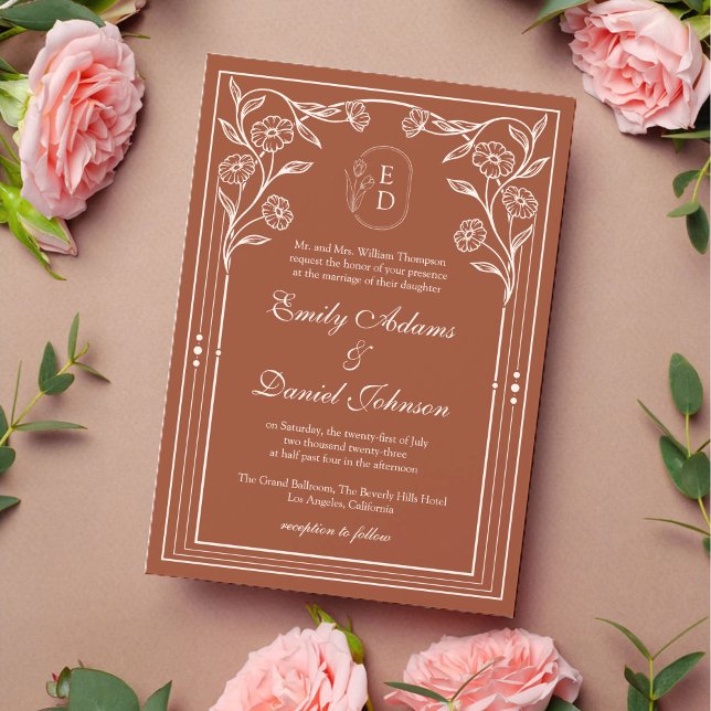 Convites Vintage Rustic Monographic Wedding (Criador carregado)