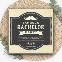 Vintage Rustic Mustache Bachelor Party