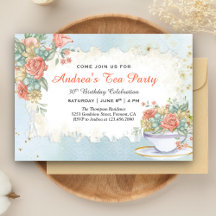 Vintage Rustic Pastel Floral Birthday Tea Party
