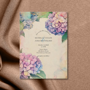 Convites Vintage Rustic Pastel Hydrangea Flower